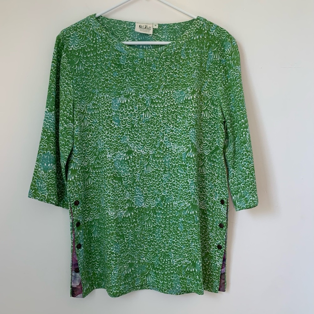Go Fish Clothing Coastal Print Tunic Beachy Green Medium